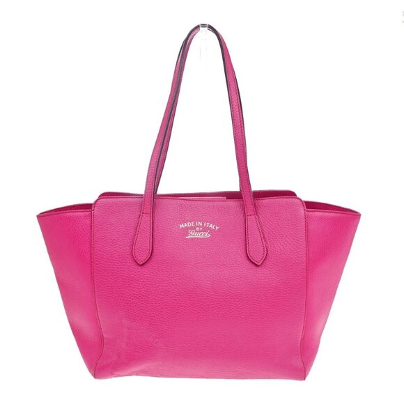 GUCCI Logo Swing Shoulder Tote Bag Leather Pink GHW 354408 Italy 83YH462 - Picture 1 of 16